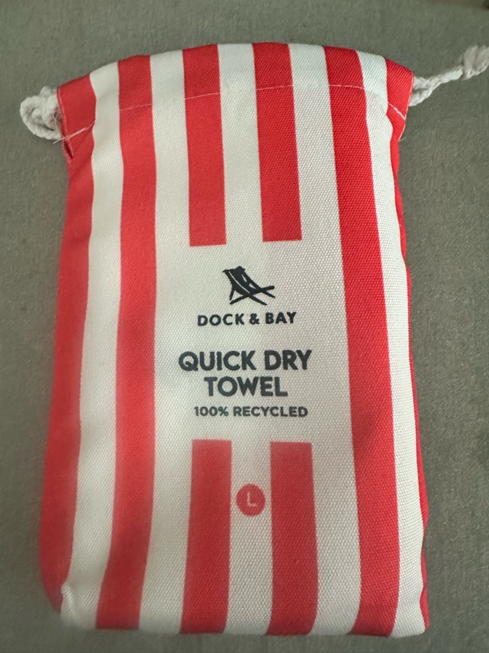 Dock & Bay Quick Dry Towel - Red and White Stripes Size Large - NWOT